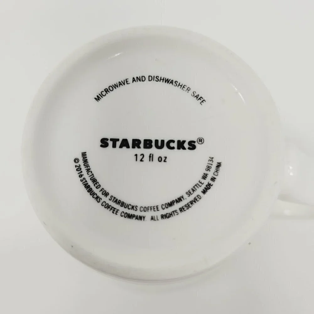Starbucks 2016 White Coffee Mug with Iconic Green Mermaid Siren Logo